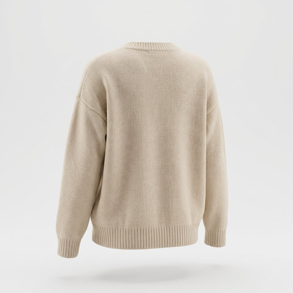 Strickpullover mit Rundhalsausschnitt - Beige - Komfortabler Stil - Damen