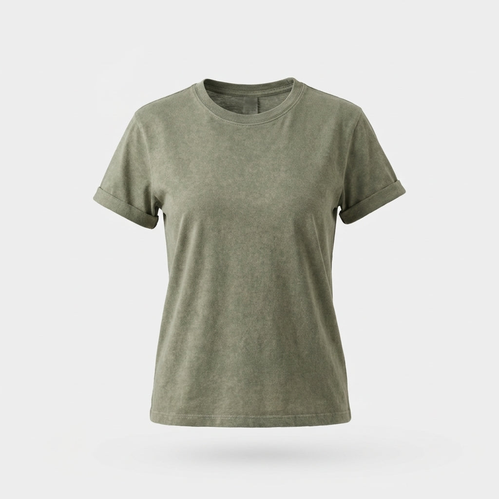 T-Shirt mit Rundhalsausschnitt - Grün - Lässiger Stil - Damen