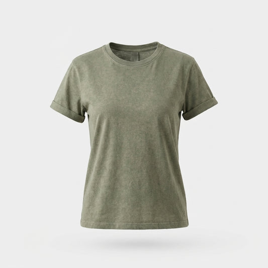 T-Shirt mit Rundhalsausschnitt - Grün - Lässiger Stil - Damen