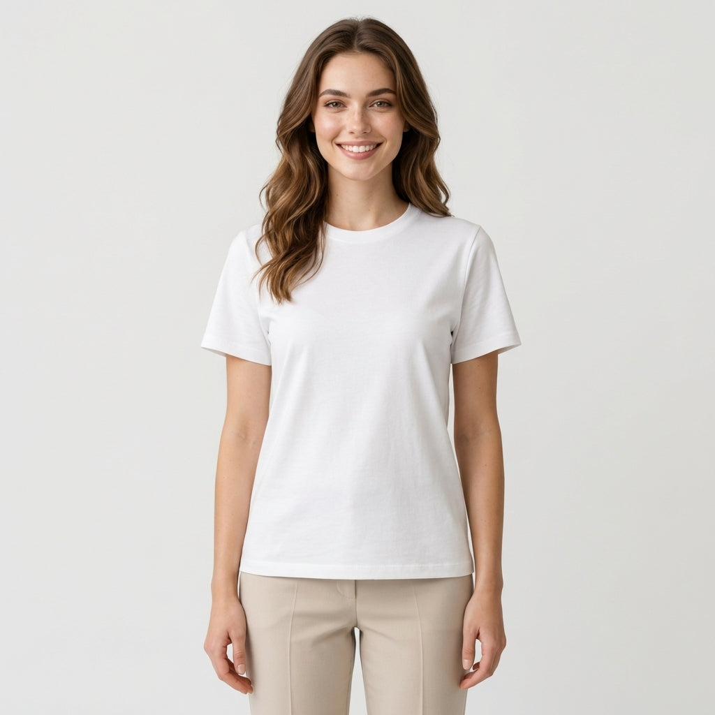 T-Shirt mit Rundhalsausschnitt - Weiß - Zeitloser Komfort - Damen